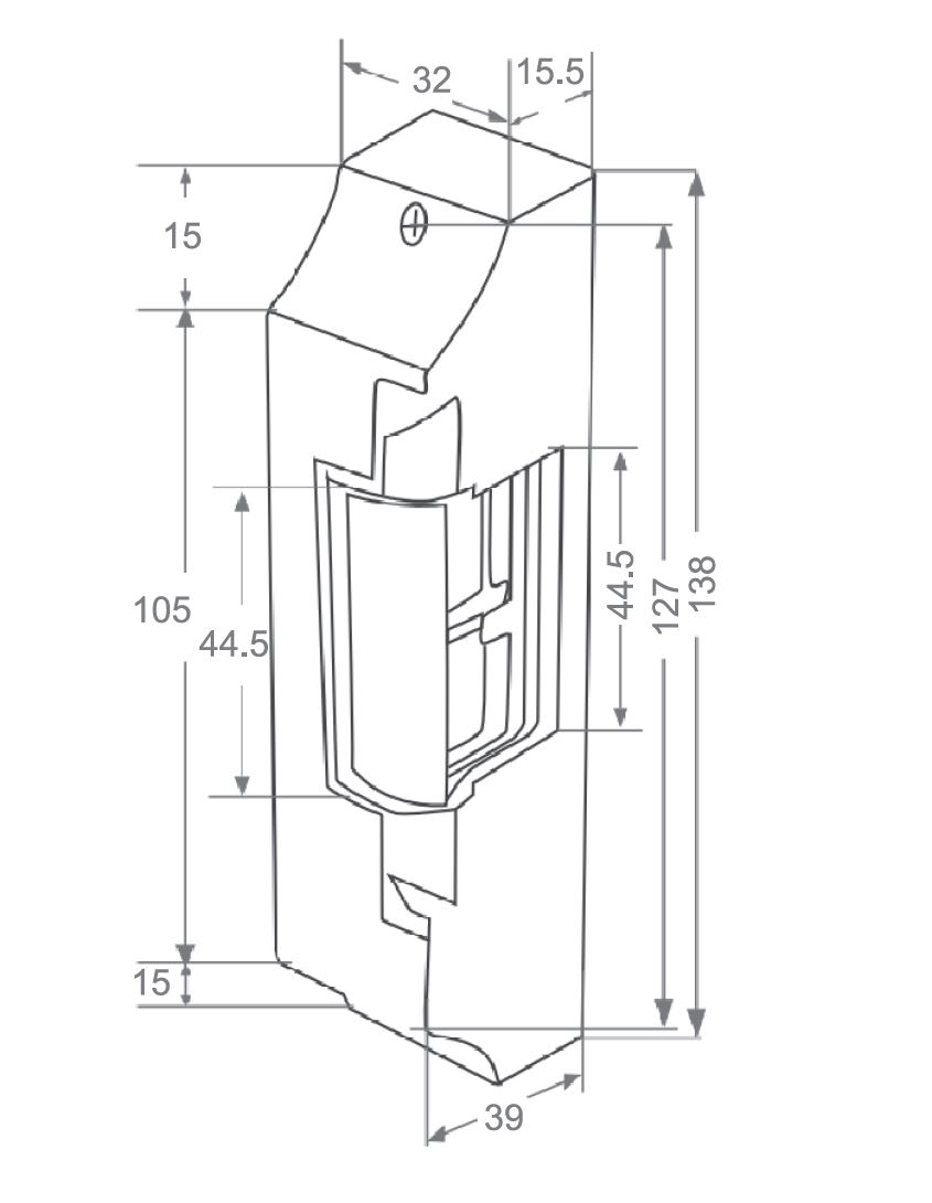 30 Series aluminum surface mount electric striker plate for mortice locks